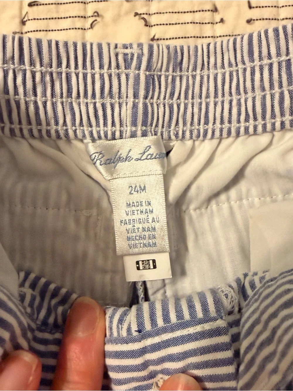 Ralph Lauren Blue and White Striped Cotton Shorts